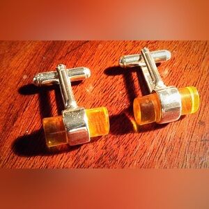 Brooks Brothers Silver and Amber Cufflinks